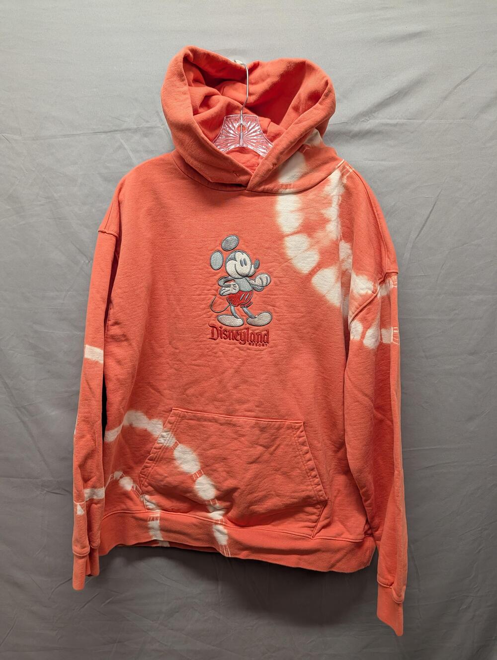 Disney Mickey Mouse Hoodie Mens XL Orange Tie Dye Disneyland Resort Embroidered